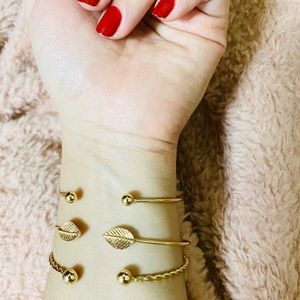 3pc Leaf and Twist Cuff Bracelet